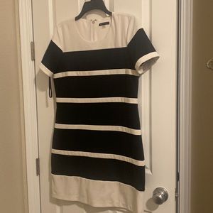 Tommy hilfiger black and white striped  scuba sheath dress